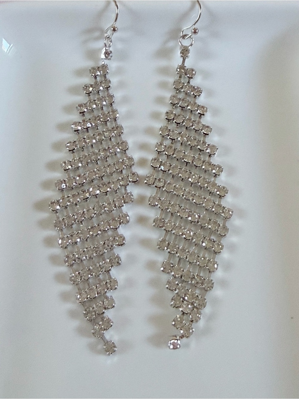 Sparkling Silver Crystal Dangle Earrings - Elegant Rhinestone Design